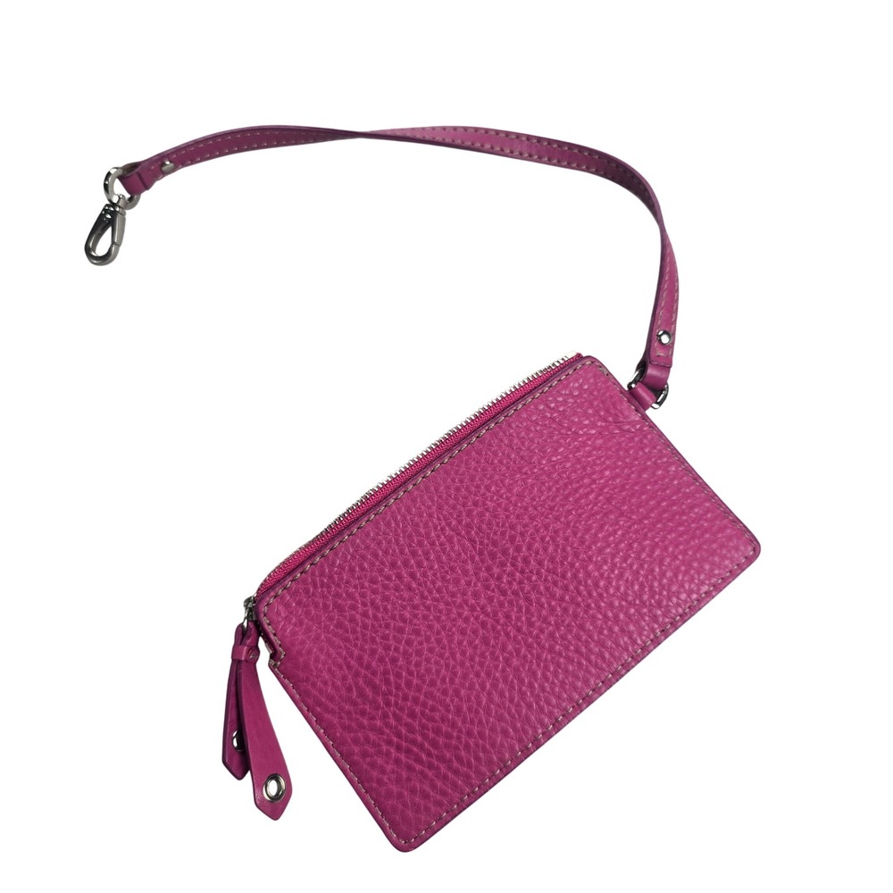 Cole Haan Pebbled Leather Tote Bag Womens Large Magenta Pink Good Braided Handle - Picture 6 of 8